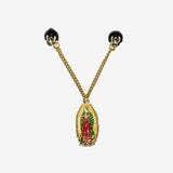 Virgin Mary Gold Chain Pin